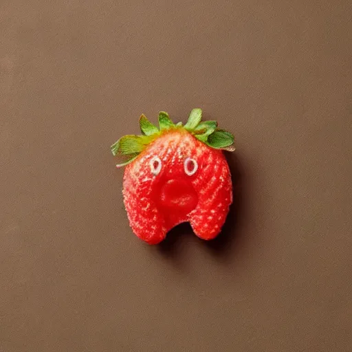 Image similar to a strawberry in the shape of a kitten