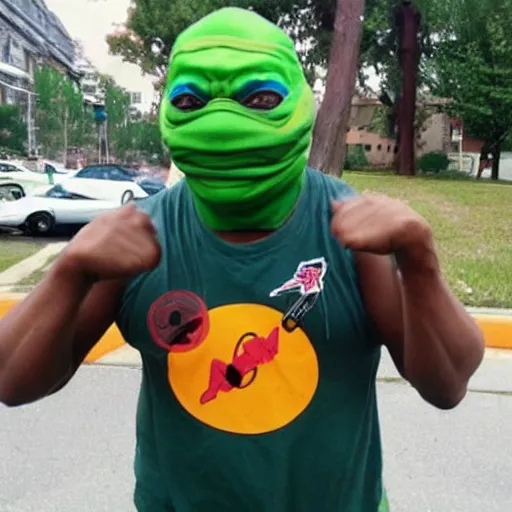 Prompt: keenan thompson as a ninja turtle