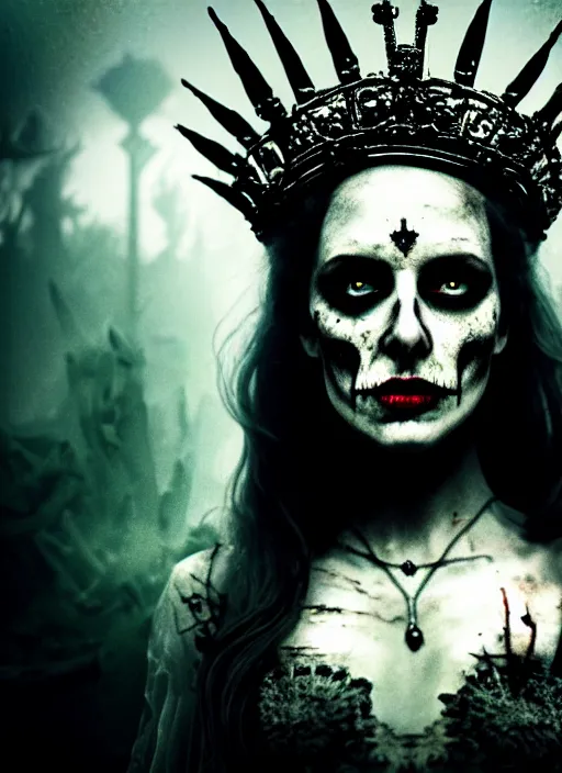 Prompt: QUEEN OF THE DEAD, dark and mysterious, atmospheric, ominous, eerie, cinematic, cinematic, 4k, ultra detail, ultra realistic