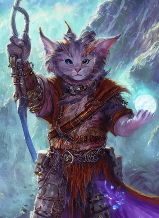 Prompt: catperson, ultra detailed fantasy, dndbeyond, bright, colourful, realistic, dnd character portrait, full body, pathfinder, pinterest, art by ralph horsley, dnd, rpg, lotr game design fanart by concept art, behance hd, artstation, deviantart, hdr render in unreal engine 5