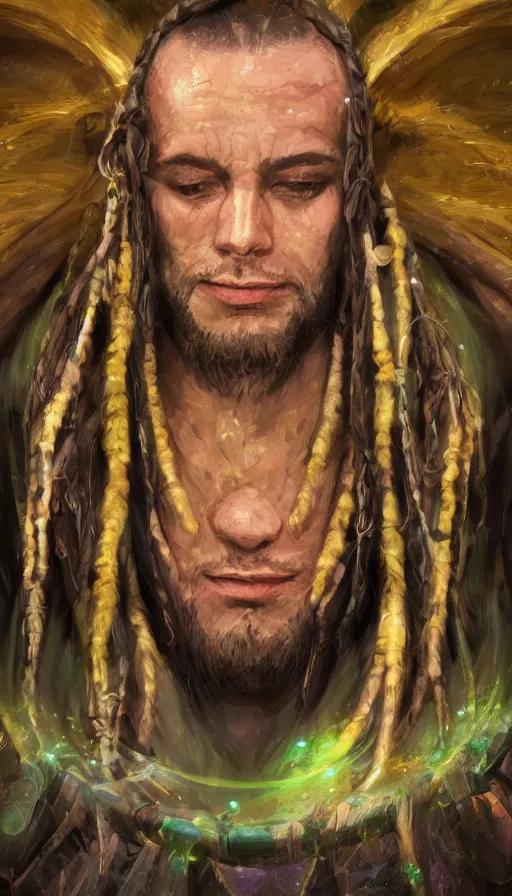 Prompt: portrait of a digital shaman, from magic the gathering