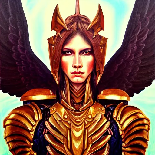 Image similar to portrait painting of a fallen angel paladin, sharp focus, high symmetry, award - winning, trending on artstation, masterpiece, highly detailed, intricate. art by terese nielsen