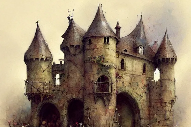 Image similar to ( ( ( ( ( 1 9 5 0 gypsy fair tail medieval castle. muted colors. ) ) ) ) ) by jean - baptiste monge!!!!!!!!!!!!!!!!!!!!!!!!!!!!!!