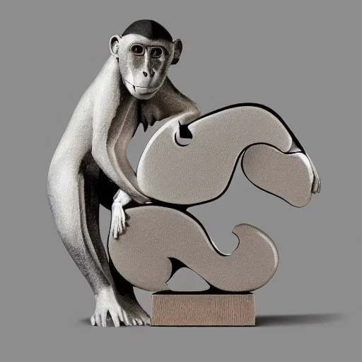 Image similar to monkey and horse forming the shape of Tai Chi, YinYang shaped, super details