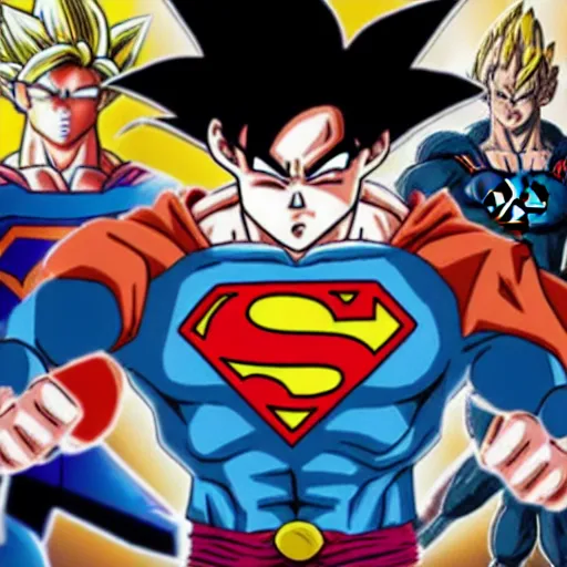 Image similar to goku vs superman