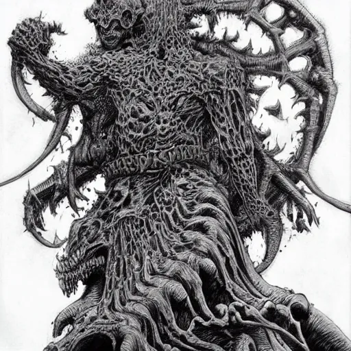 Image similar to Now I am become death, the destroyer of worlds. by kentaro miura, by kim jung gi