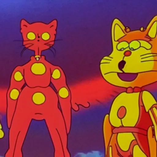 Image similar to garfield in the third impact, neon genesis evangelion, anime