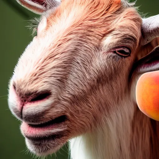 Image similar to a hybrid of a goat and a peach but mostly peach, 8 k, 4 k, professional photography, award winning photo