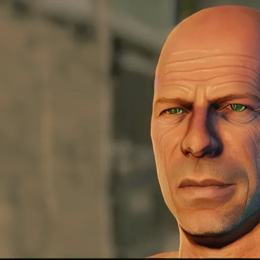 Prompt: bruce willis as a character in gta san Andres