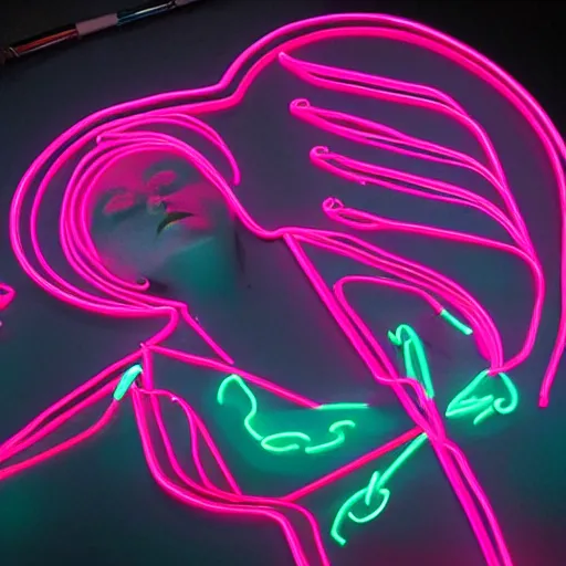 Prompt: 3 d neon art of a womens body, hyper - detailed