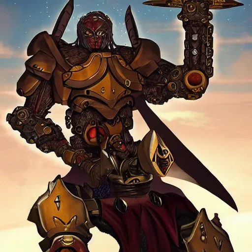Prompt: A cyclops paladin from Dungeons & Dragons looking like the BIONICLE Keetongu with mystical tattoos on his arms, artstation, Matt Betteker