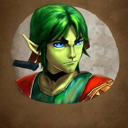 Image similar to a portrait of Link from the legend of Zelda