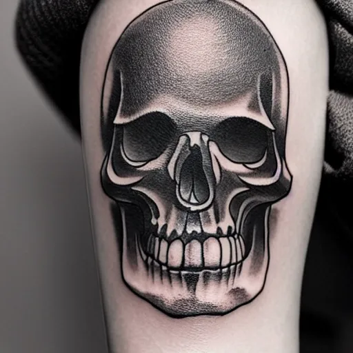 Image similar to tattoo design, stencil, tattoo stencil, traditional, a world famous tattoo of a geometric skull