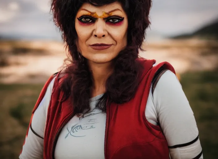 Image similar to portrait photo still of real life futurama character leela, cyclops, 8 k, 8 5 mm f 1. 8