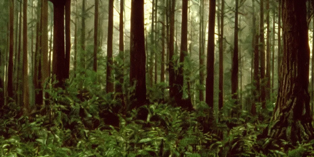 Prompt: a still from an 8 0 s movie forest.