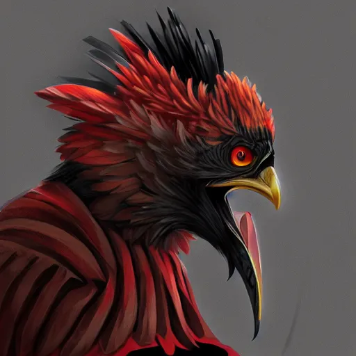 Prompt: artstation epic tengu digital painting, very detailed, , portrait, high contrast