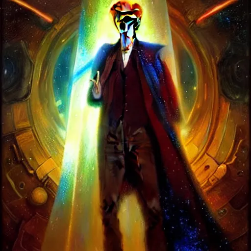 Image similar to david bowie as doctor who, radiant light, caustics, heroic, bright iridescent light, by gaston bussiere, bayard wu, greg rutkowski, maxim verehin