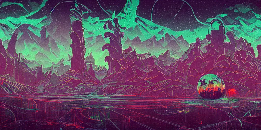 Image similar to a lovecraftian cinematic isograph print of a aetherpunk planet by alena aenami in the style of art - deco art, very, very aesthetic