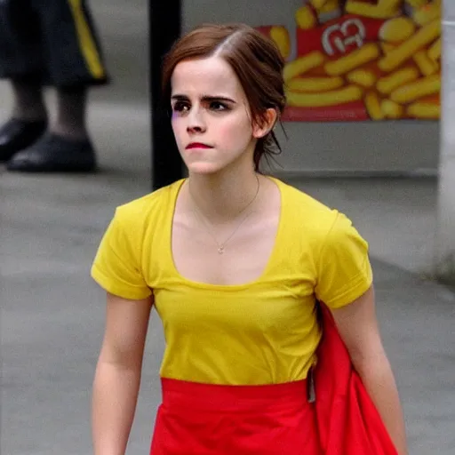 Image similar to emma watson as a mcdonalds worker