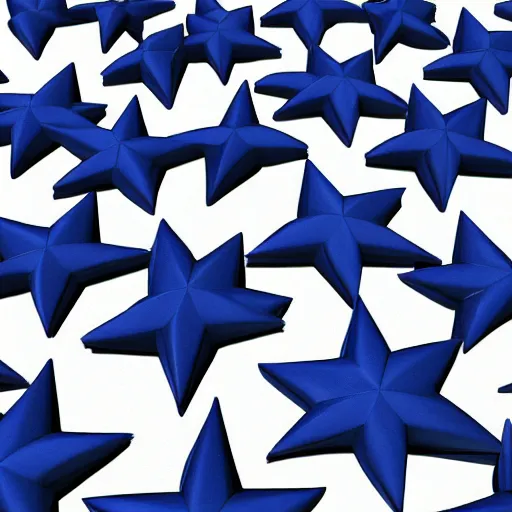 Image similar to dark blue ceramic star shape, 3 d render