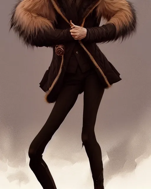 Prompt: fur - lined dragonhide jacket!!! beautiful and elegant female!! gorgeous ayes!! symmetry, character concept art, sharp focus, illustration, artgerm!! greg rutkowski! wlop!! ilya kuvshinov!! charlie bowater! octane render! unreal engine 5! highly rendered!! trending on artstation!!