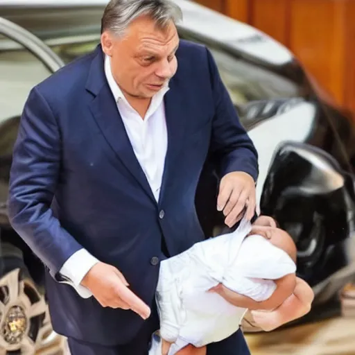 Image similar to viktor orban in a diaper