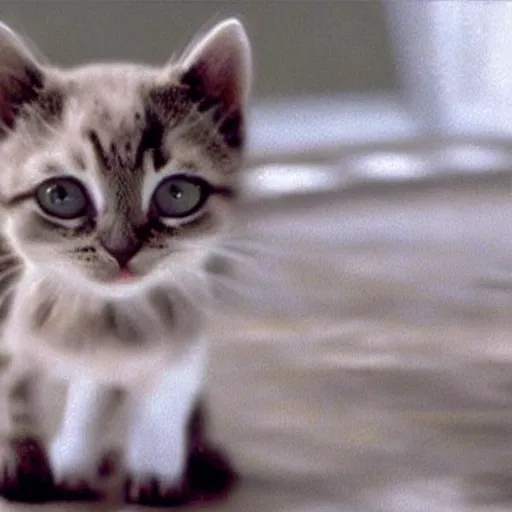 Image similar to A kitten in the matrix movie, cinematic, still from the Matrix