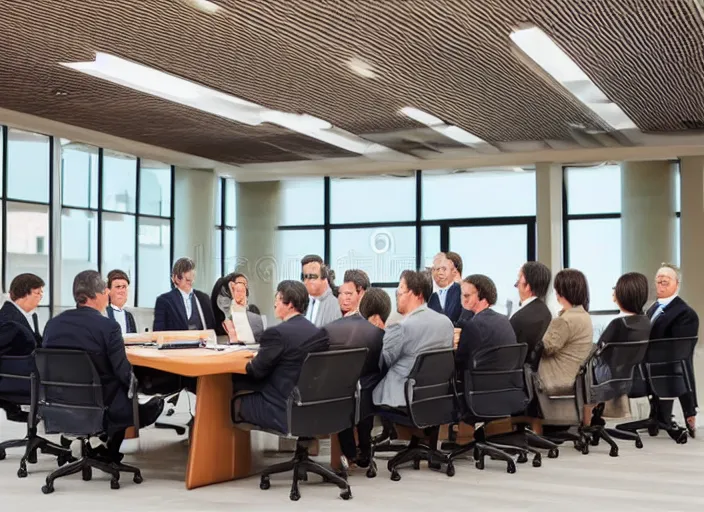 Image similar to photo of a board meeting of cats in suits. Highly detailed 8k. Intricate. Sony a7r iv 55mm. Stock photo.