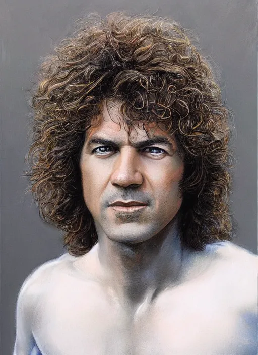 Image similar to a epic portrait of pat metheny, art by boris vallejo and greg danton and denys tsiperko, detailed, hyperrealism, artstation