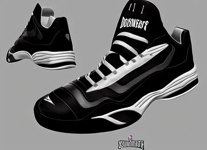 Image similar to basketball sneakers concept of domino, trending on artstation, smooth, sharp focus