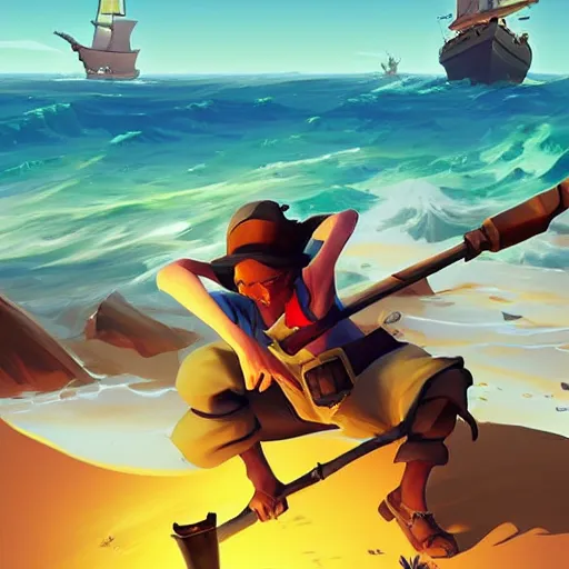 Image similar to painting treasure on sea of thieves game smooth median photoshop filter cutout vector, behance hd by jesper ejsing, by rhads, makoto shinkai and lois van baarle, ilya kuvshinov, rossdraws global illumination