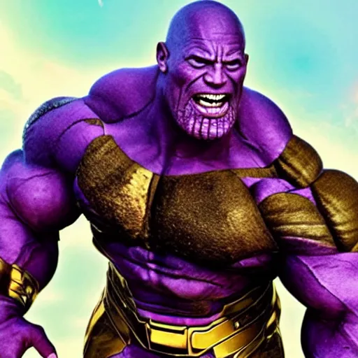 Prompt: Dwayne The Rock Johnson as Thanos