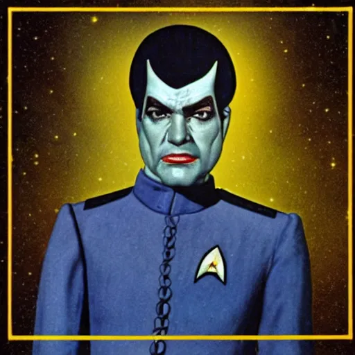 Prompt: starfleet officer, psychidelic vulcan