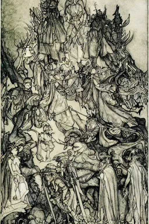 Prompt: the gods of pegana by arthur rackham