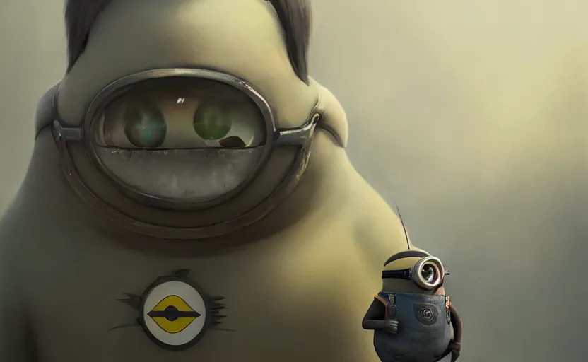 Image similar to A painting of a Minion trending on artstation in the style of Greg Rutkowski