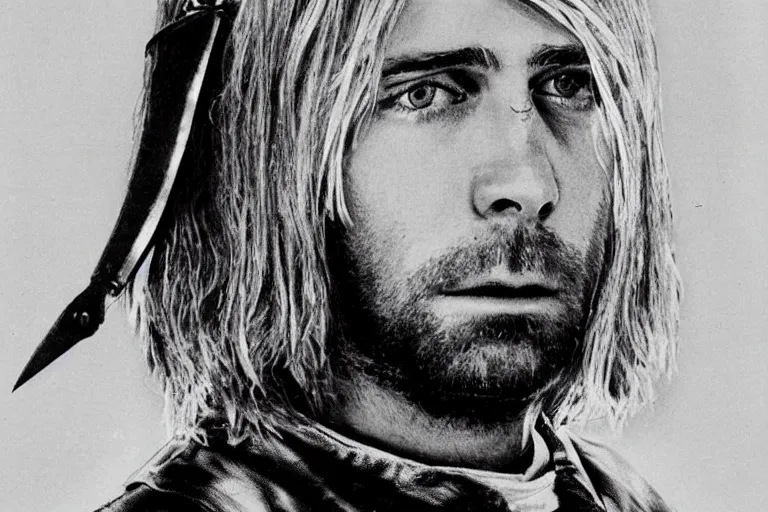 Image similar to kurt cobain as a crusader