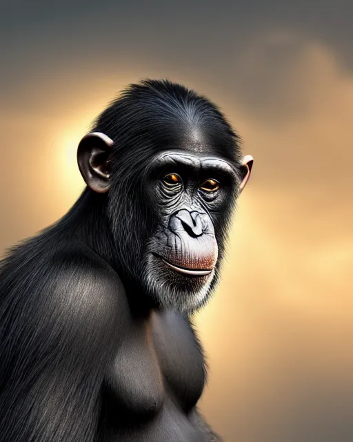 Prompt: very detailed high resolution illustration of a mystical chimpanzee, backlit, 3 d, 8 k, extremely detailed, artstation, award winning