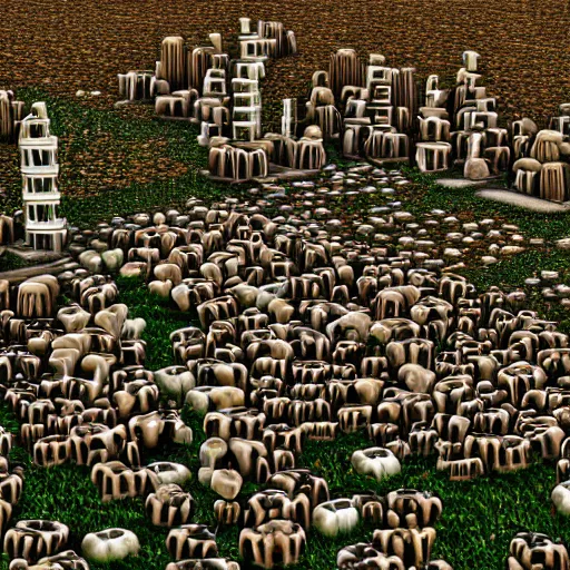 Image similar to city made out of mushroom housing, realistic, hdr, hdd, clear image,