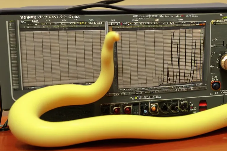 Image similar to an oscilloscope shaking a sound wave, wiggling a weasel, a stoat sinusoid spectacle : the wiggle and the wave - the wiggle is the wave! demonstration of a sine wave ermine.