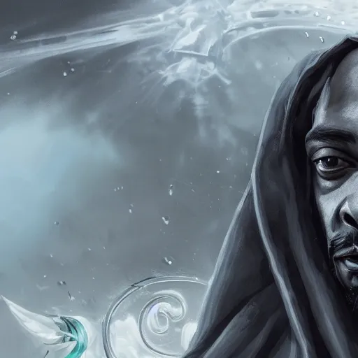 Image similar to portrait of snoop dogg as the grim reaper, league of legends amazing splashscreen artwork, splash art, natural light, elegant, photorealistic facial features, intricate, fantasy, detailed face, atmospheric lighting, anamorphic lens flare, cinematic lighting, league of legends splash art, hd wallpaper, ultra high details by greg rutkowski