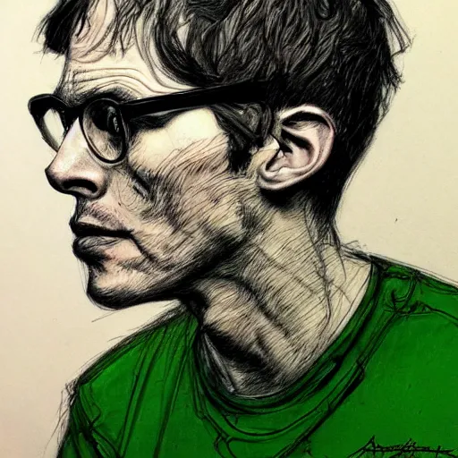 Image similar to a realistic yet scraggly portrait sketch of the side profile of a stern and sophisticated idubbbz, trending on artstation, intricate details, in the style of frank auerbach, in the style of sergio aragones, in the style of martin ansin, in the style of david aja, in the style of mattias adolfsson