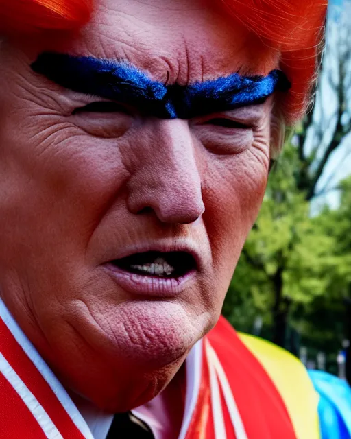 Image similar to award winning 5 5 mm close up face portrait photo of trump as songoku, in a park by stefan kosnic. rule of thirds.