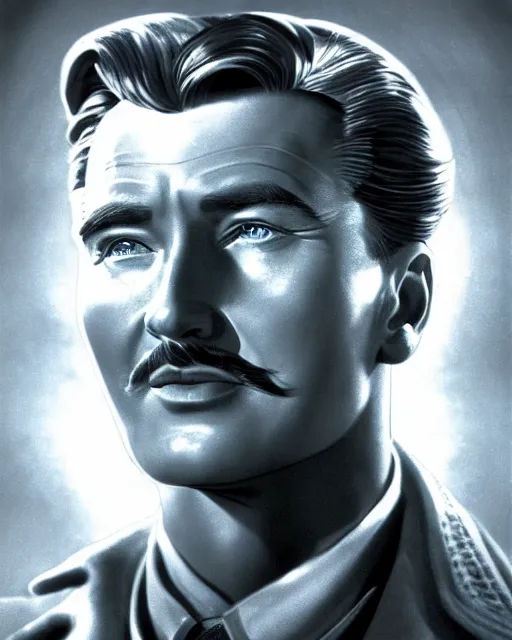 Prompt: Errol Flynn as a scientist. 1980s dystopian Soviet Russia, propaganda screens. Unreal engine, fantasy art by Piotr Jabłoński. Faithfully depicted facial expression, perfect anatomy global illumination, radiant light, detailed and intricate environment
