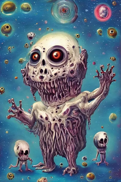 Image similar to the most cute and terrifying creature on the universe, weird surreal horror cosmic art, cry engine, bizarre art