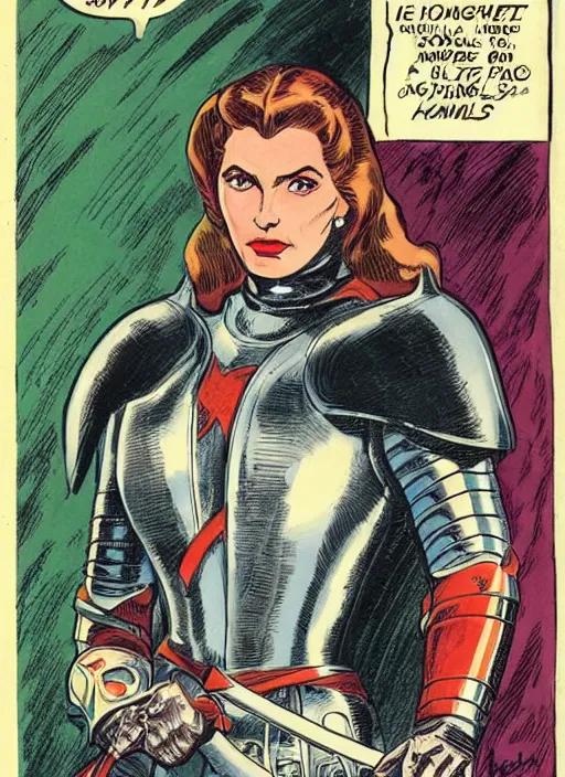 Image similar to head and shoulders portrait of a female knight. well composed, clean elegant painting, beautiful detailed face. comic book art by steve ditko and jack kirby