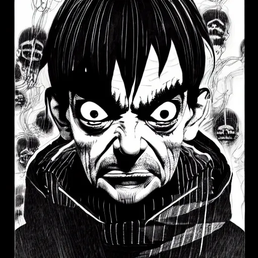 Image similar to Mr Bean looking sinister, by Tsutomu Nihei, highly detailed