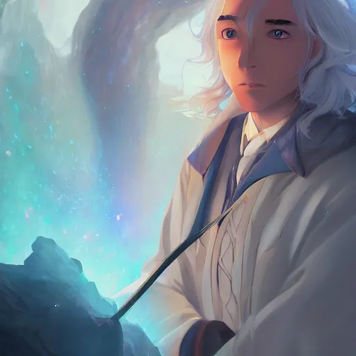 Image similar to J.R.R. Tolkien as Gandalf, ambient lighting, 4k, anime key visual, lois van baarle, ilya kuvshinov, rossdraws, artstation