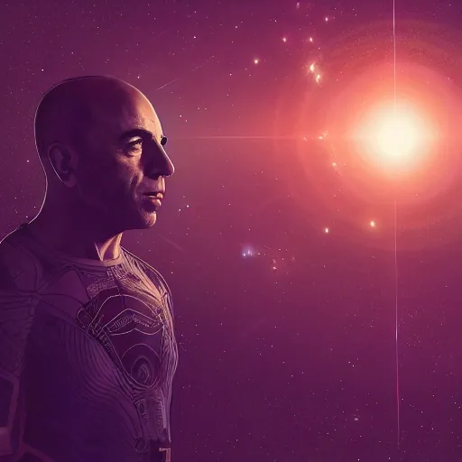 Image similar to Joe Rogan talking to aliens from another galaxy, intricate, elegant, highly detailed, digital painting, artstation, smooth, sharp focus, medium shot, mid-shot, Unreal Engine 4k