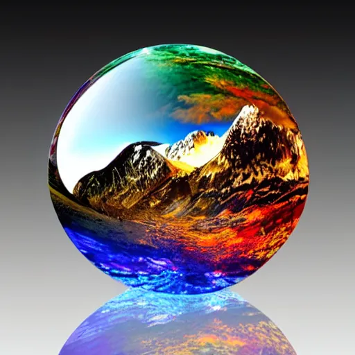 Prompt: Mountain bright HD 4k Realistic colorful crystal in the style of nam das