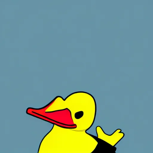 Image similar to yellow duck holding a knife, cartoon style